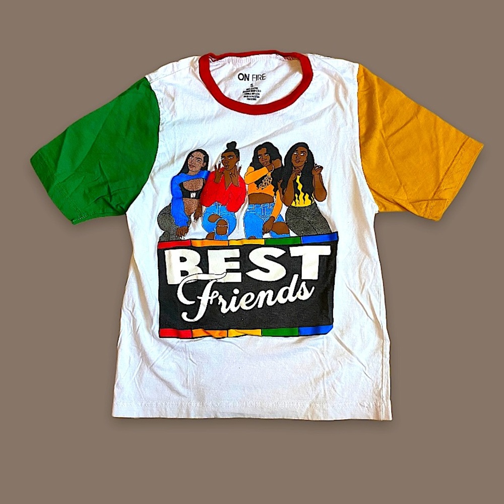 On Fire brand colorful friendship design graphic tee size small